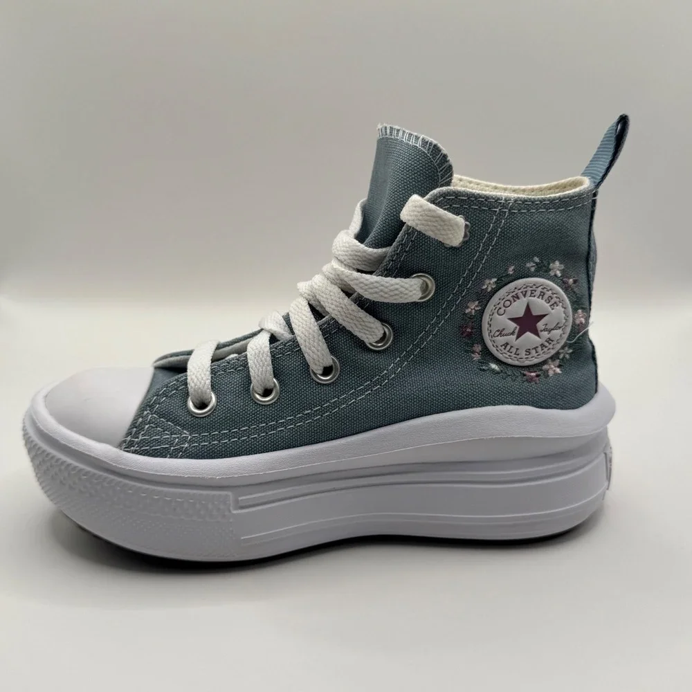 Converse Chuck Taylor All Star Move Floral Blue High Top Platform Shoes Girls 11